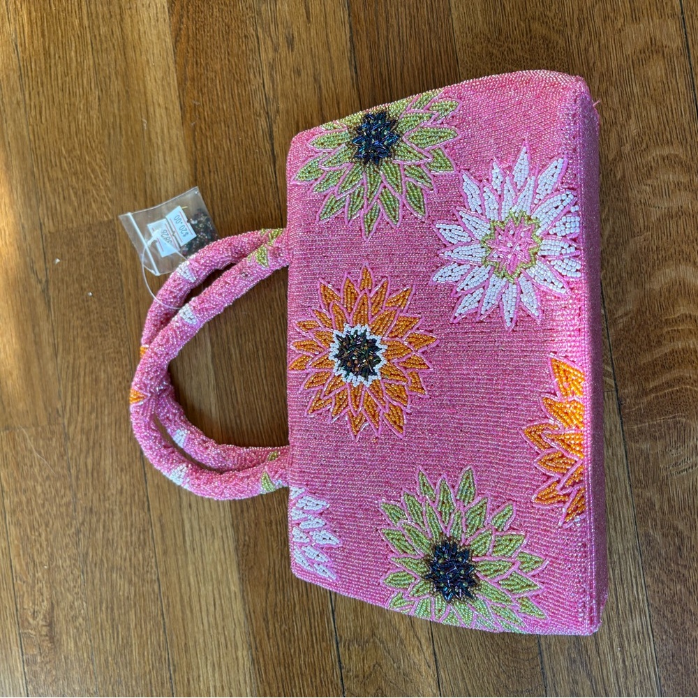 Pink Sparkly Bag with Flower Designs